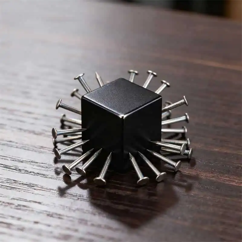 Coated N52 block neodymium magnet used in a practical holding application