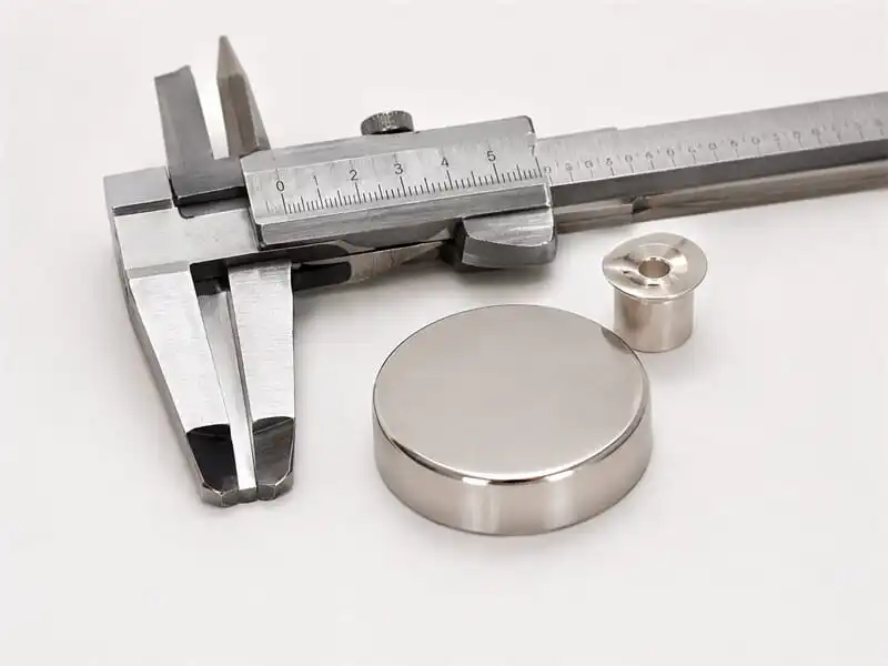 OSENC finished chrome magnet dimensional inspection with caliper