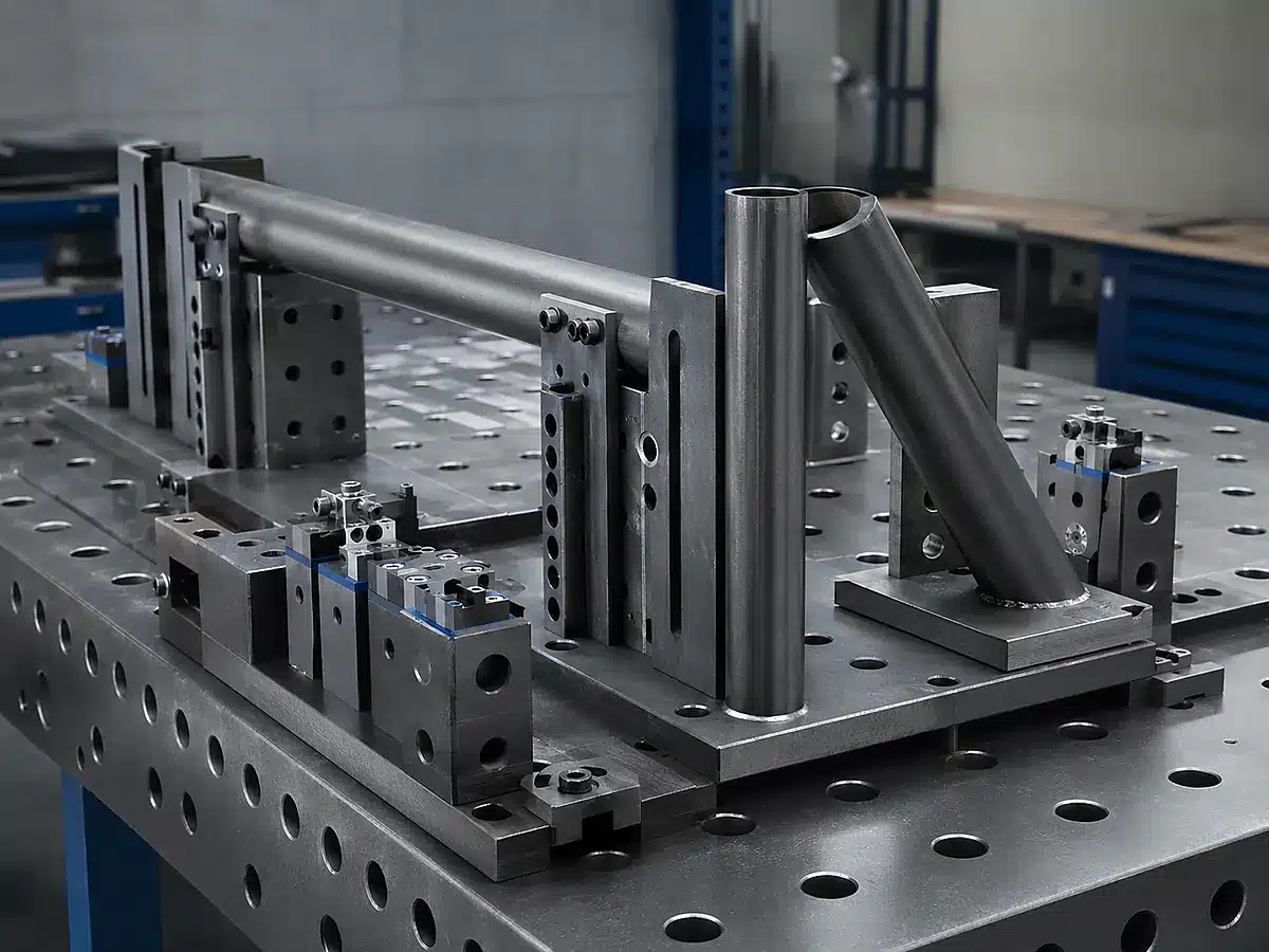 Conceptual welding fixture with magnetic holding modules
