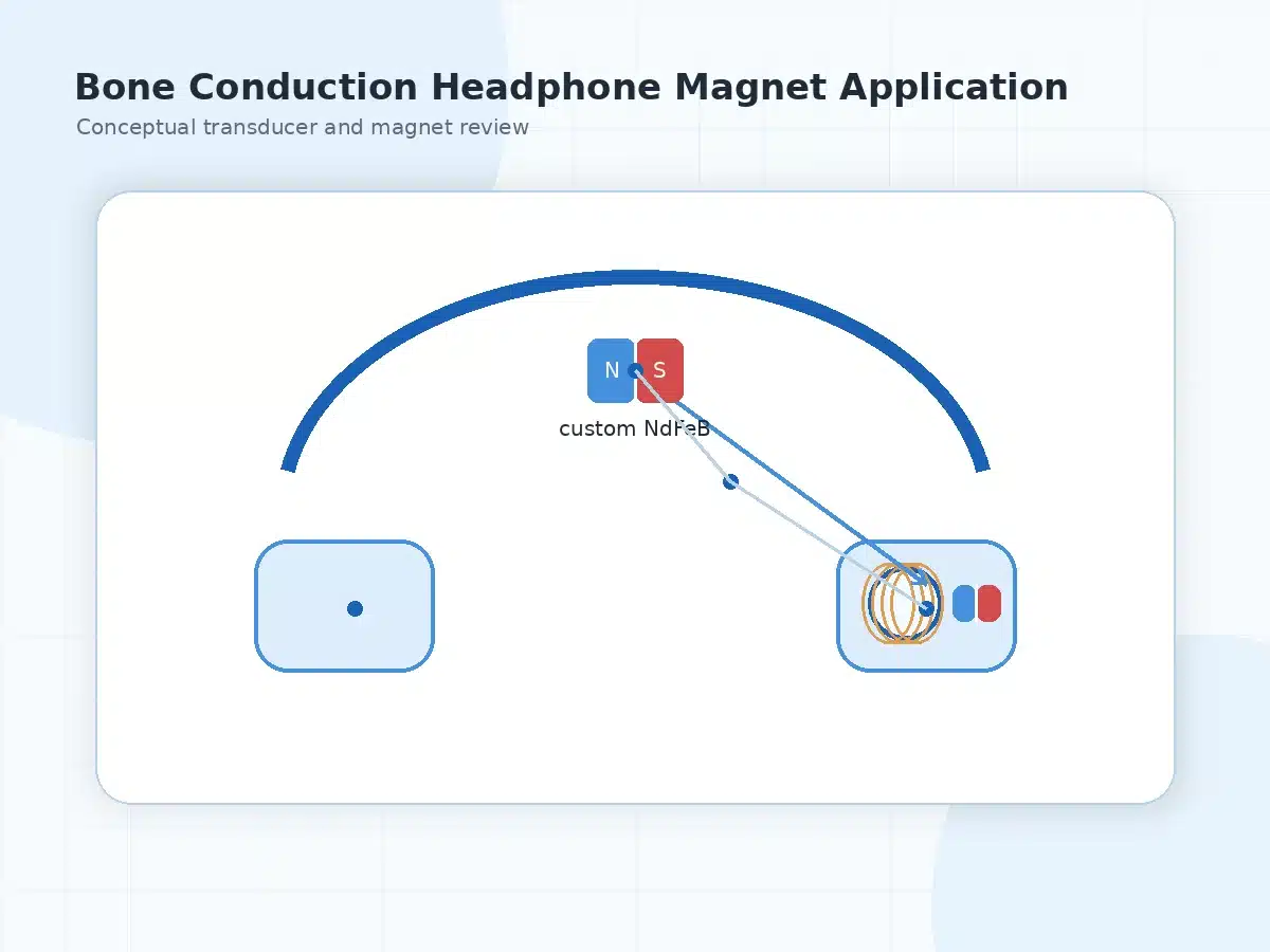 Neodymium magnet application concept for bone conduction headphone transducer assemblies