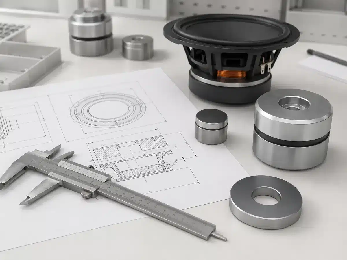 Custom loudspeaker magnet drawing and sample review for neodymium magnet sourcing