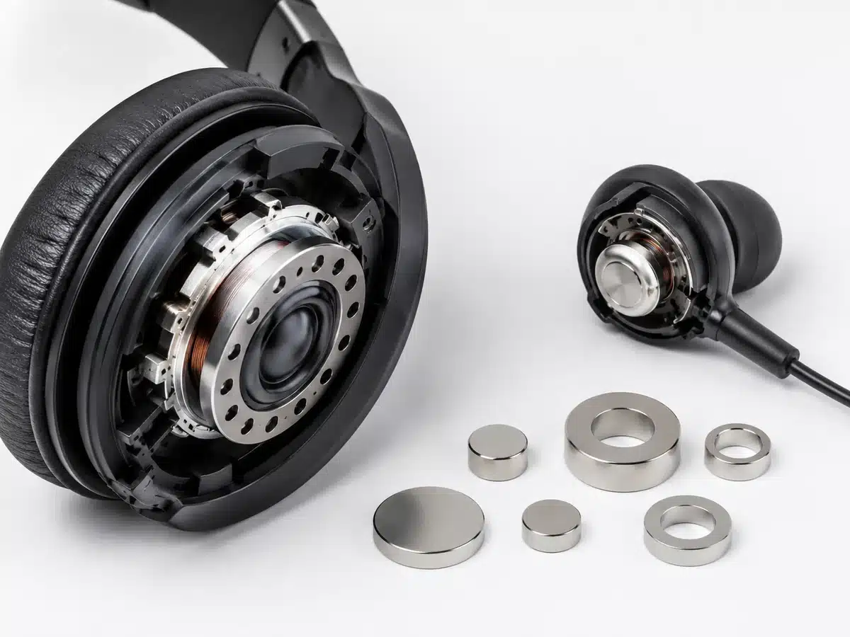 Custom neodymium magnets for headphone and earbud driver applications