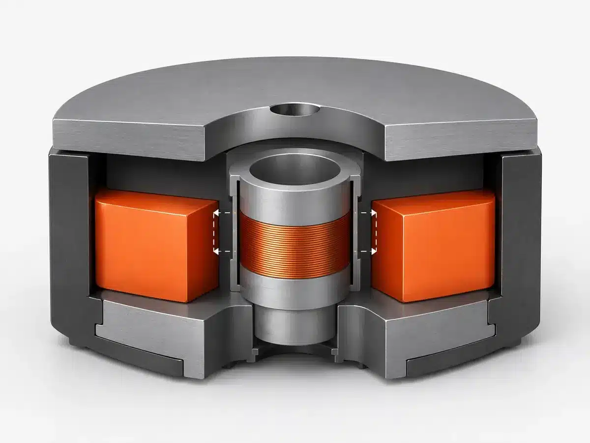 Simplified loudspeaker magnetic circuit with magnet voice coil and air gap