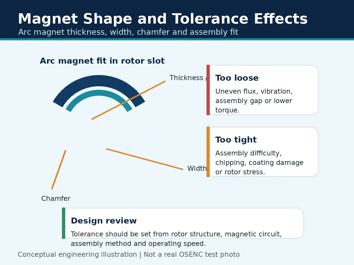 Motor magnet shape and tolerance effects