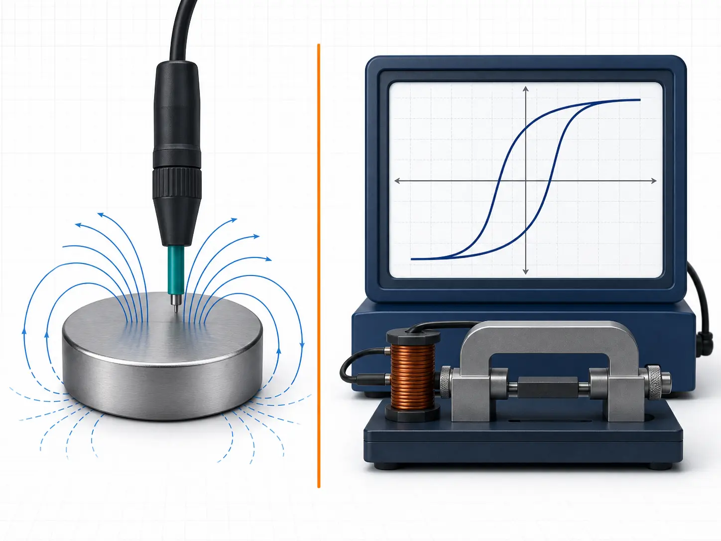 Surface Gauss measurement compared with laboratory magnetic material property testing
