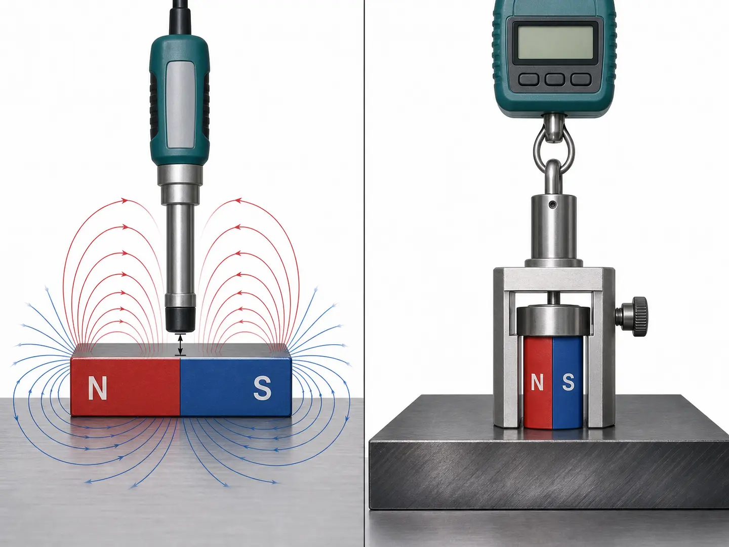 Confronto tra le configurazioni per la misura dei Gauss superficiali e per il test della forza di distacco del magnete