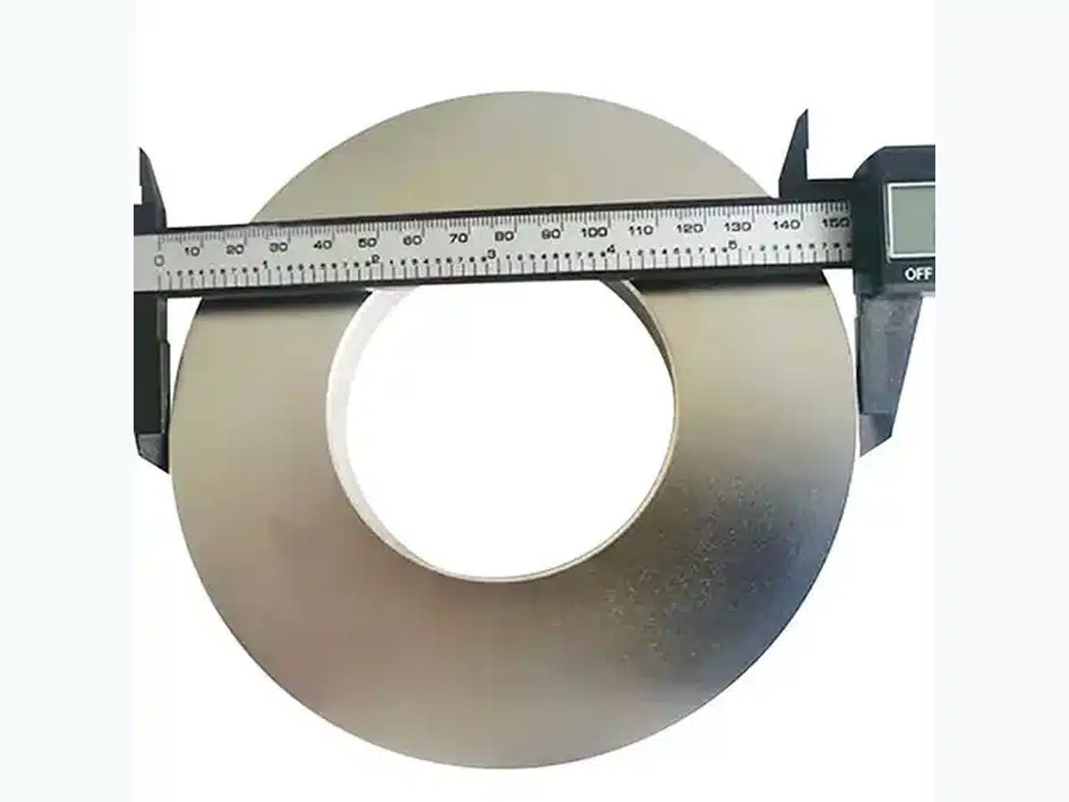 Large neodymium ring magnet measured with a caliper