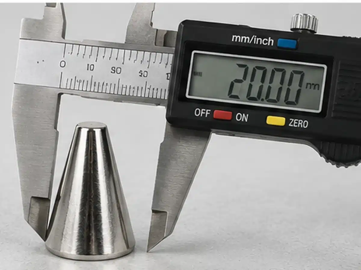 Illustrative caliper measurement setup for a neodymium cone magnet