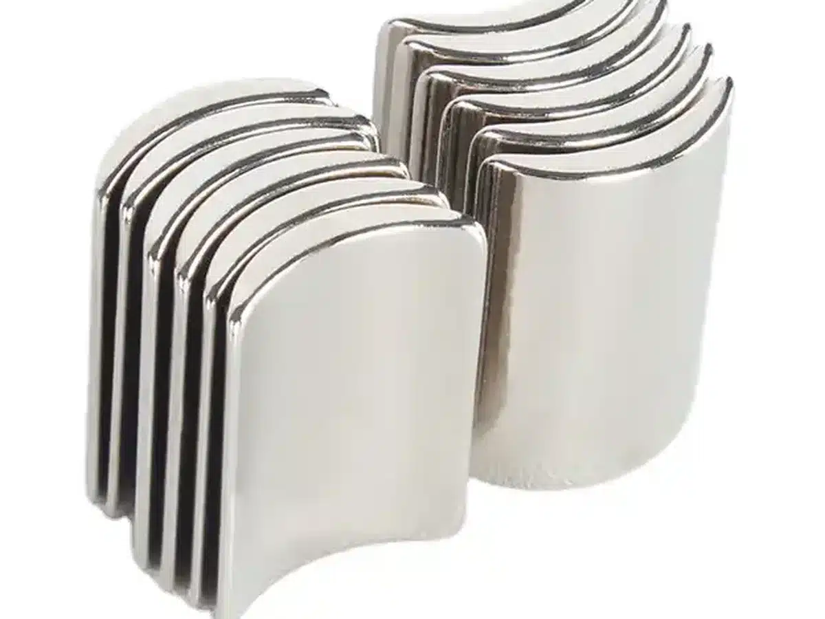 Close-up of OSENC neodymium arc segment magnets
