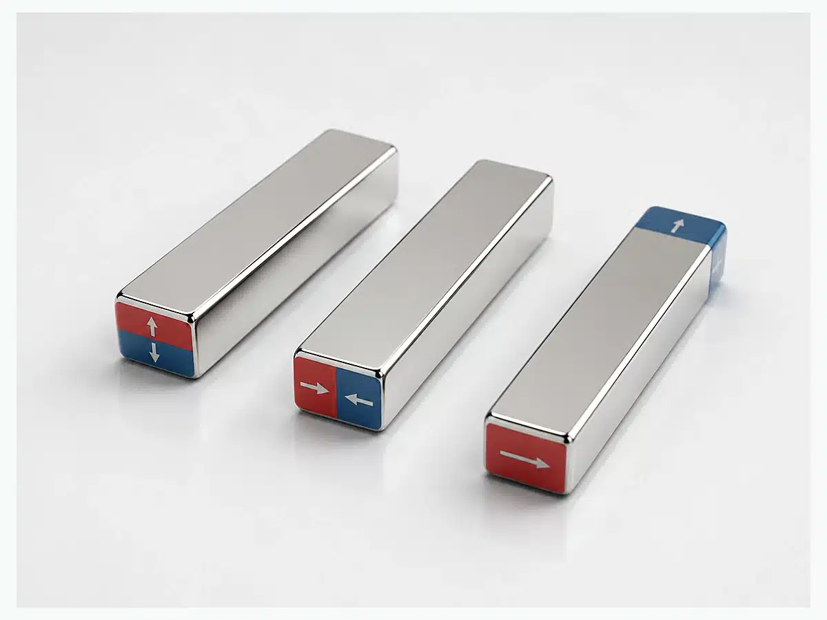 Neodymium bar magnet shown with a digital caliper as a dimensional reference